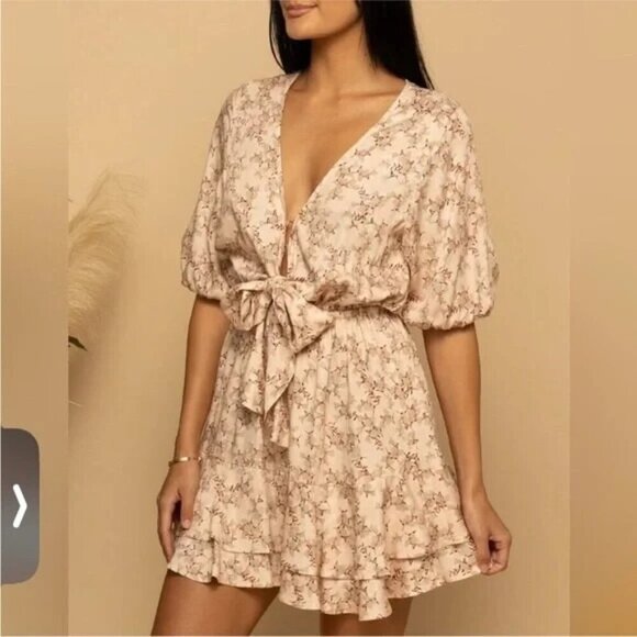 Shore Brand Malta Mini Dress Pastel Pink Floral Ruffle - Size Small - NWT - Picture 7 of 9